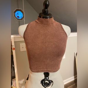 Aura Ribbed Turtle Neck Tank Top